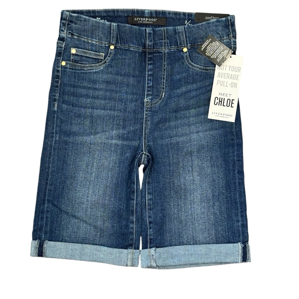 Liverpool Chloe The Bermuda Shorts Size 2/26 Blue Pull On Stretch Denim